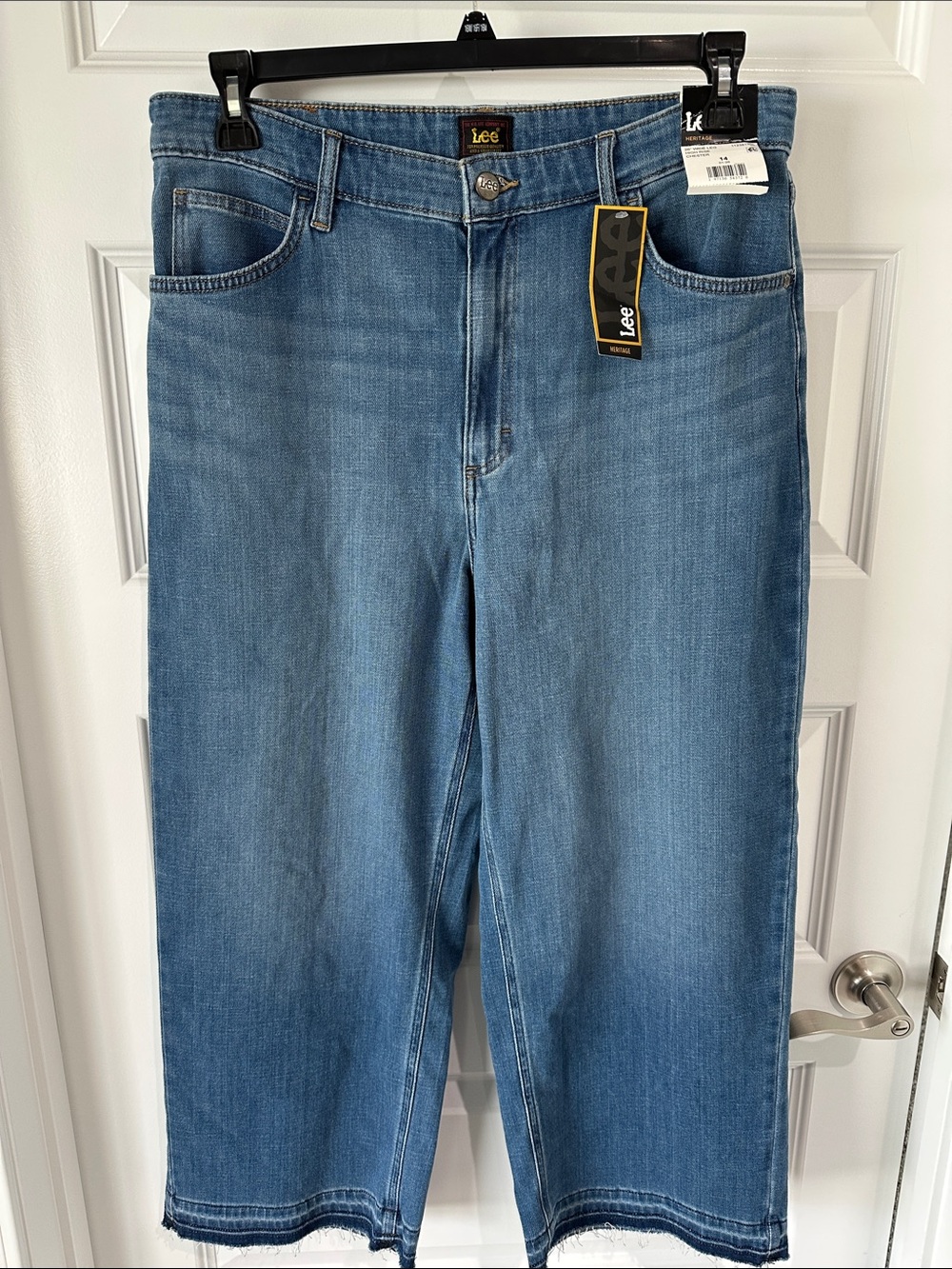 Lee Medium Blue Cropped Wide-Leg Jeans